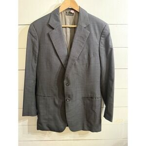 VTG Henry Poole & Co Blazer Mens 44R Savile‎ Row London Grey Red Plaid Bespoke
